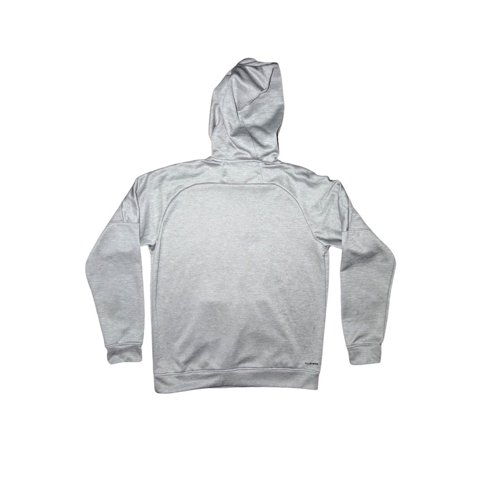 Adidas Climawarm Pullover Hoodie Mens Medium Gray Graphic Logo - Picture 3 of 6